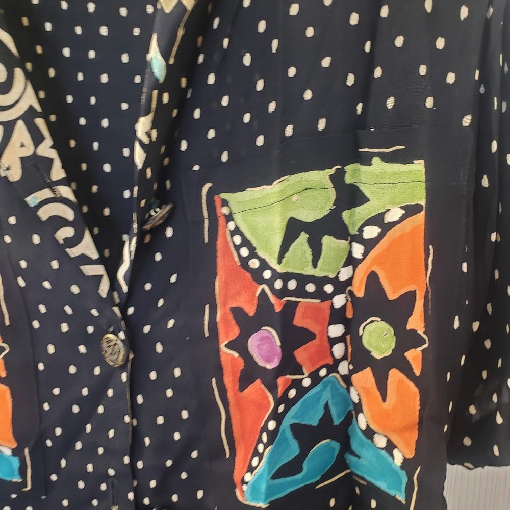 Vintage Polka Dot Patterned Button Down Top - image 5